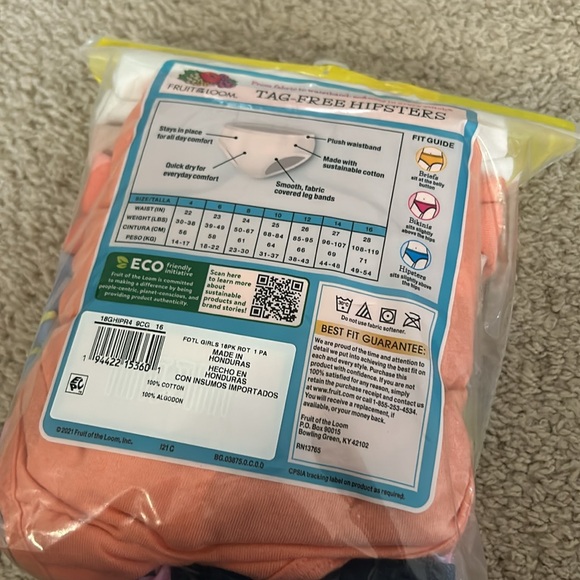 Fruit of the Loom Girls (18) Cotton Hipsters sz 16 - Picture 2 of 3